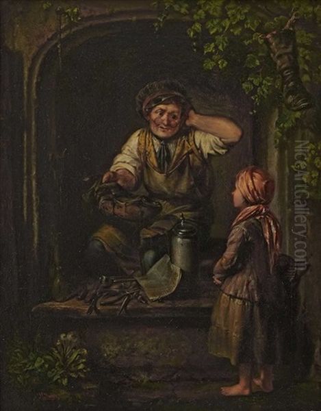 Kleines Madchen Zu Besuch Beim Schuhmacher by Jakob Emanuel Gaisser