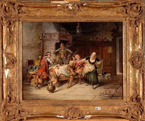 Soldats A L'auberge Oil Painting by Jakob Emanuel Gaisser