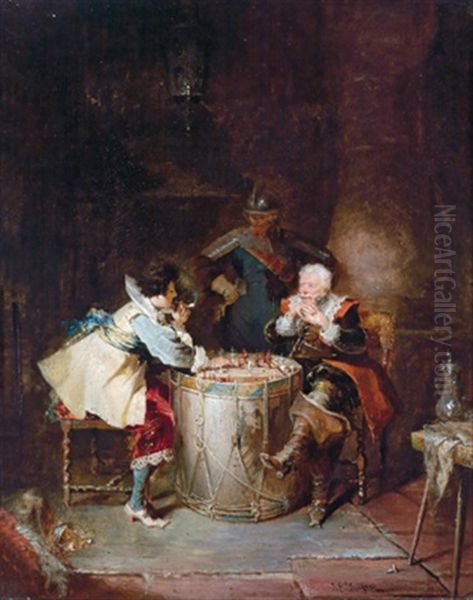 Das Schachspiel Oil Painting by Jakob Emanuel Gaisser