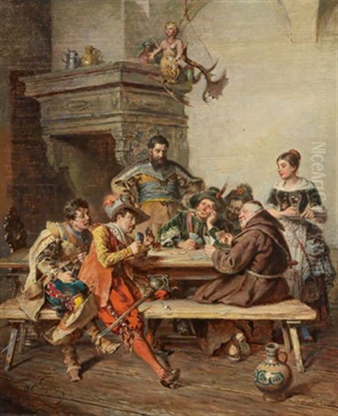 Kartenspiel Oil Painting by Jakob Emanuel Gaisser