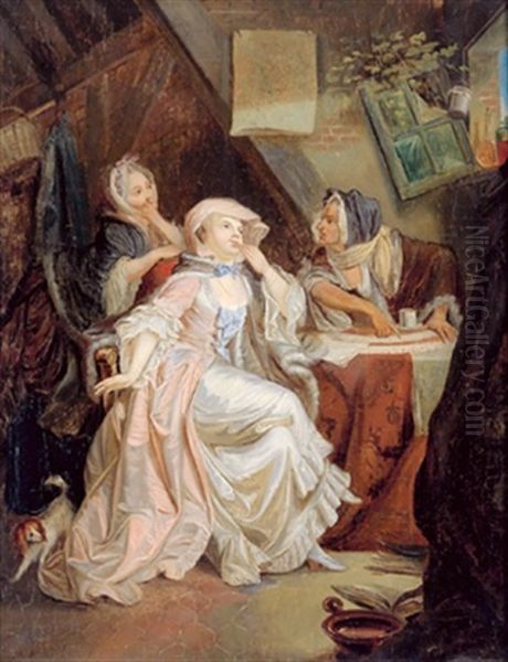 Bei Der Kartenauflegerin Oil Painting by Jakob Emanuel Gaisser