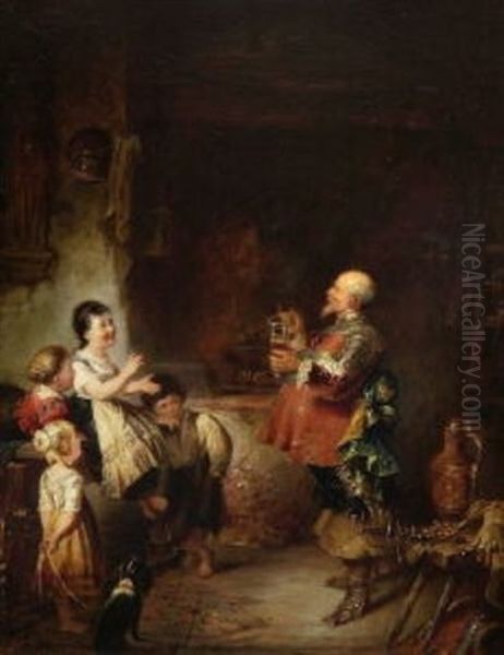 Die Grose Versuchung Oil Painting by Jakob Emanuel Gaisser