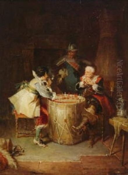 Eine Schachpartie Oil Painting by Jakob Emanuel Gaisser