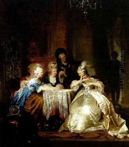 Uberraschung Beim Kartenspiel Oil Painting by Jakob Emanuel Gaisser