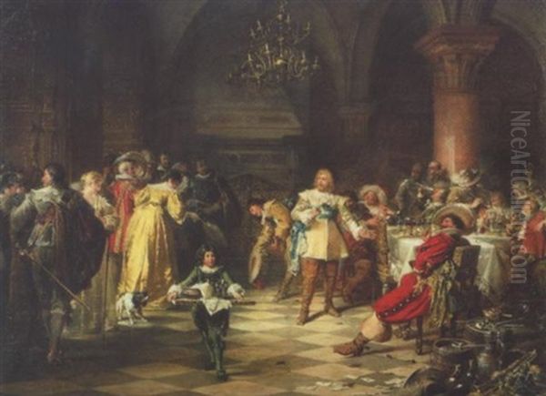 Festgesellschaft Im Schlossaal Oil Painting by Jakob Emanuel Gaisser