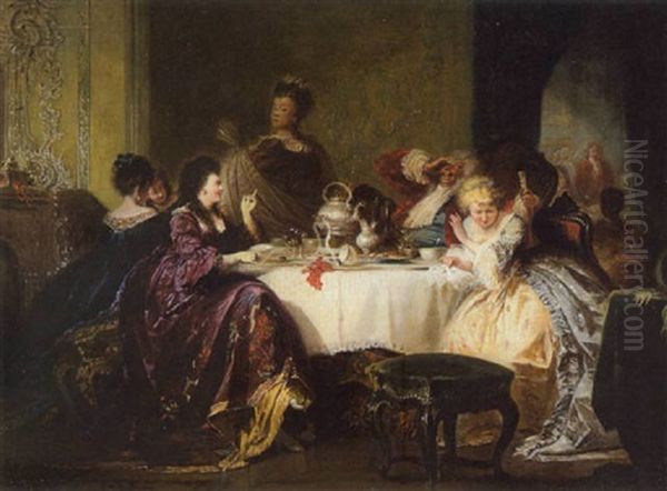 Frohliche Runde Am Kaffeetisch Oil Painting by Jakob Emanuel Gaisser