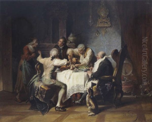 Der Reich Gedeckte Tisch Oil Painting by Jakob Emanuel Gaisser