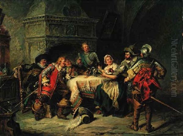 The Enxt Play Oil Painting by Jakob Emanuel Gaisser