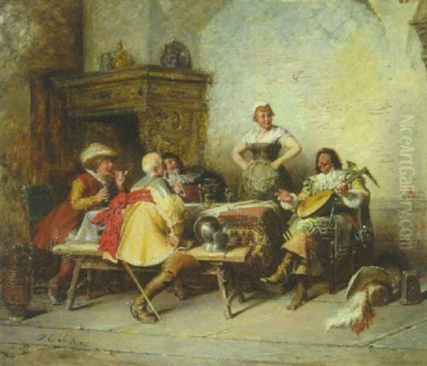 Frohliche Runde Oil Painting by Jakob Emanuel Gaisser