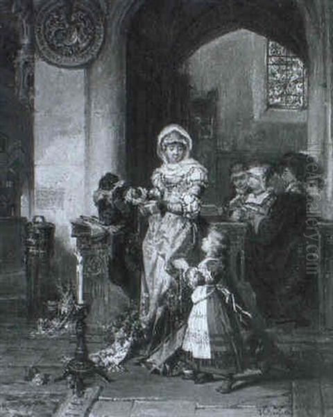 Mutter Mit Tochter Im Gebet Oil Painting by Jakob Emanuel Gaisser