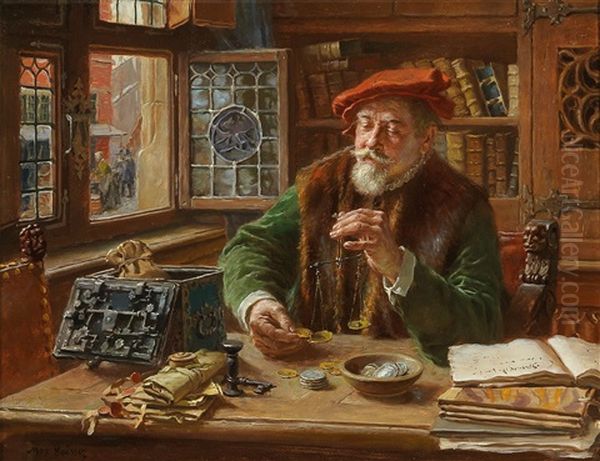 The Money Lender Oil Painting by Max Gaisser