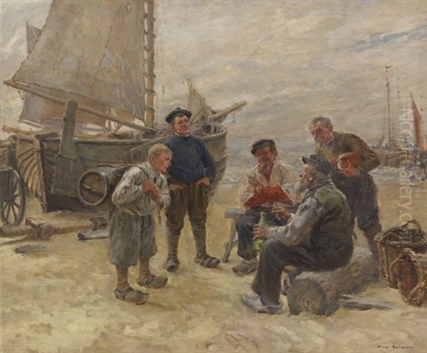 Fischer Am Strande Oil Painting by Max Gaisser