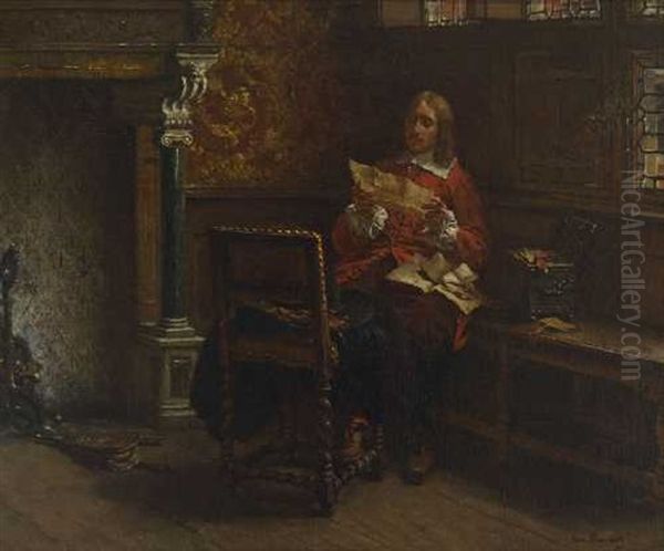 Briefleser In Der Stube Oil Painting by Max Gaisser