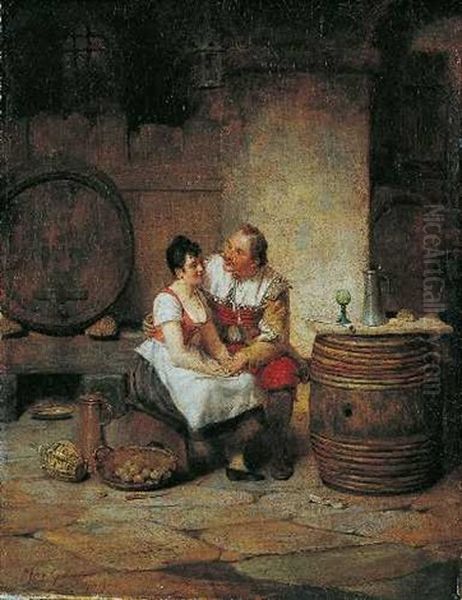 Das Liebespaar Im Keller Oil Painting by Max Gaisser