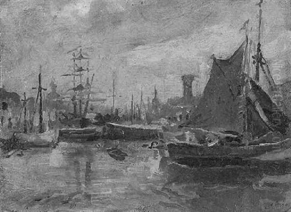 Boote Im Hafen Oil Painting by Max Gaisser