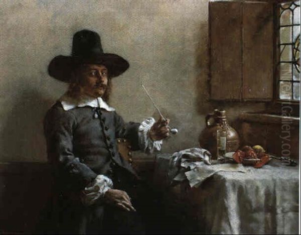 Der Pfeifenraucher Oil Painting by Max Gaisser