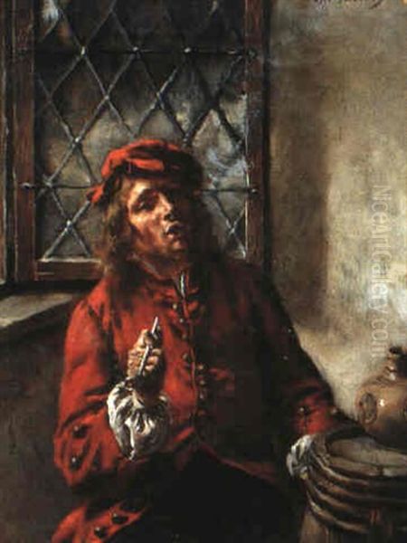 Pfeifenrauchender Kavalier In Einer Schenke Oil Painting by Max Gaisser