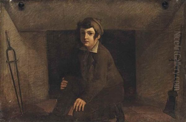 A Chimney Sweep At A Fireplace Oil Painting by Gustav de Galard