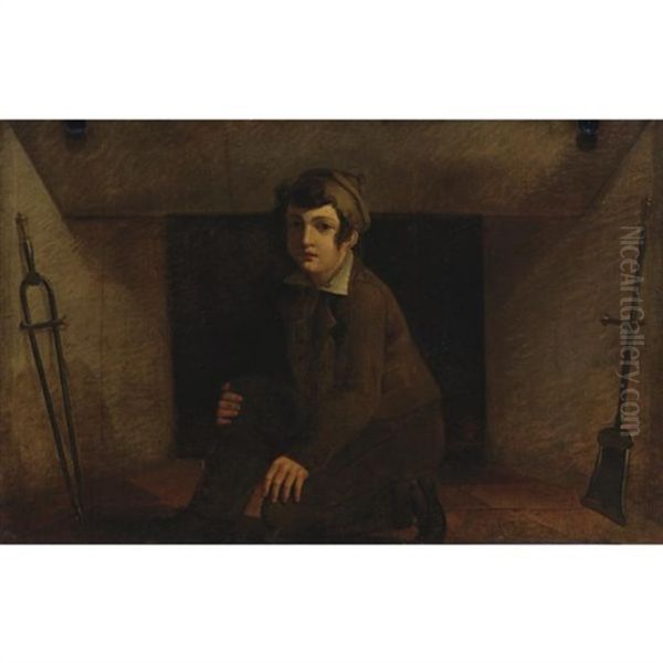 Man By A Fireplace Oil Painting by Gustav de Galard