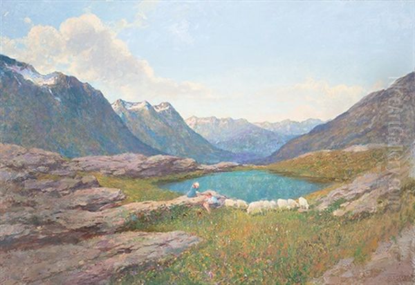 Tessiner Bergsee Oil Painting by Gioacchino Galbusera