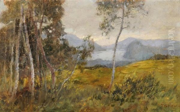 Zwei Voralpine Landschaften (2 Works) Oil Painting by Gioacchino Galbusera