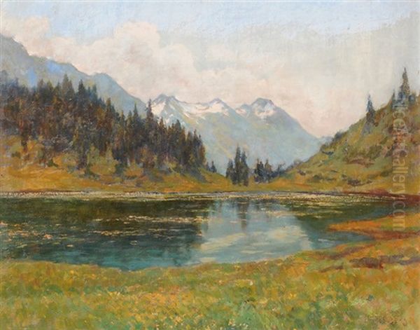 Bergsee Im Sommer Oil Painting by Gioacchino Galbusera