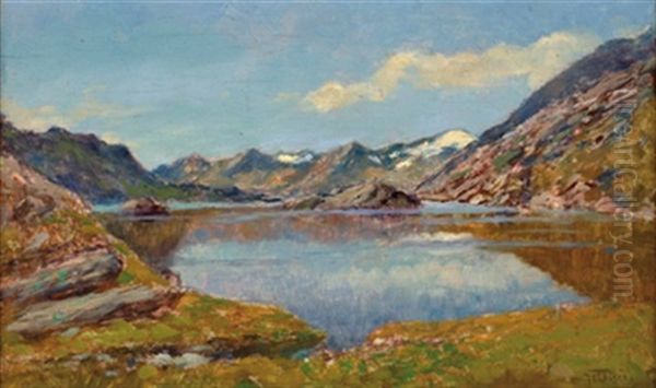 Moesolasee Mit Blick Auf San Bernardino Oil Painting by Gioacchino Galbusera