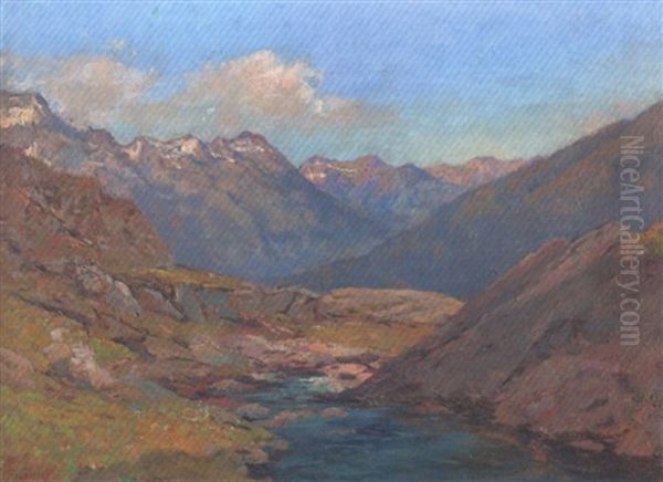 Bergsee In Den Alpen Oil Painting by Gioacchino Galbusera