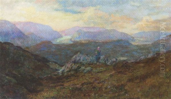 Wanderin In Den Tessiner Alpen Oil Painting by Gioacchino Galbusera