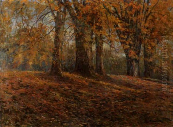 Herbstliche Waldlandschaft Oil Painting by Gioacchino Galbusera