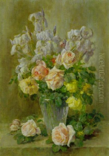 Blumenstrauss Mit Rosen Oil Painting by Gioacchino Galbusera