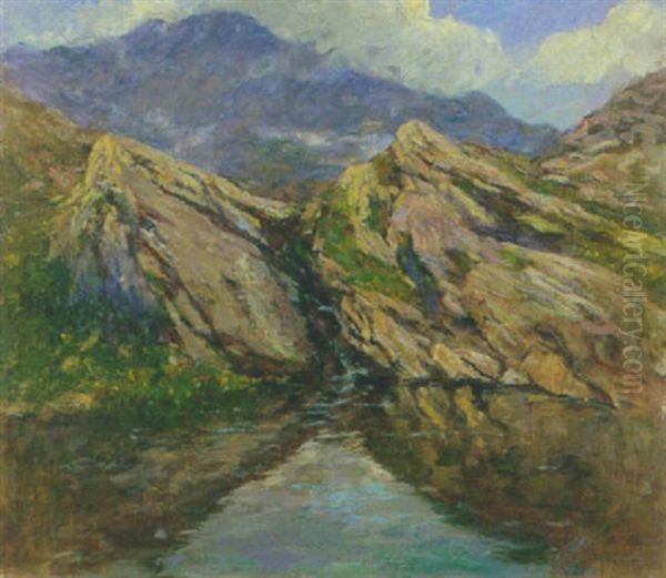 Lago Di Montagna Oil Painting by Gioacchino Galbusera