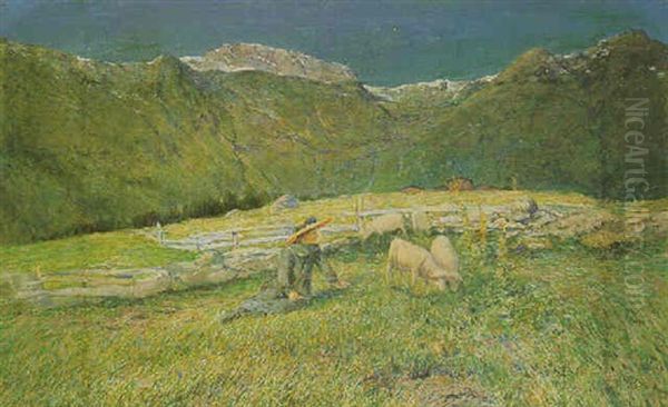 An Alpine Landscape Oil Painting by Gioacchino Galbusera