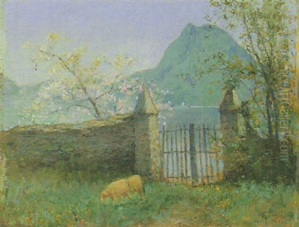 A View Of The Monte San Salvatore Oil Painting by Gioacchino Galbusera