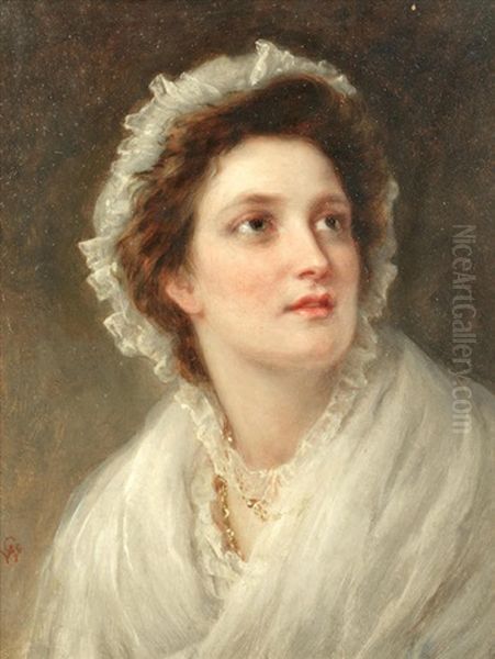 Portrait Of A Lady In A White Shawl Oil Painting by William Gale