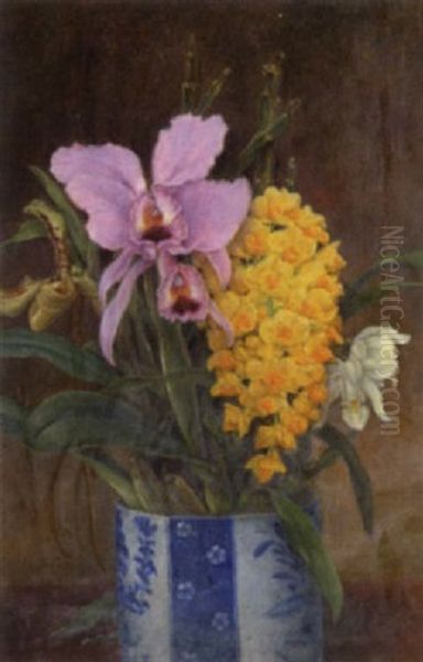 A Still Life Of Orchids Oil Painting by William Gale