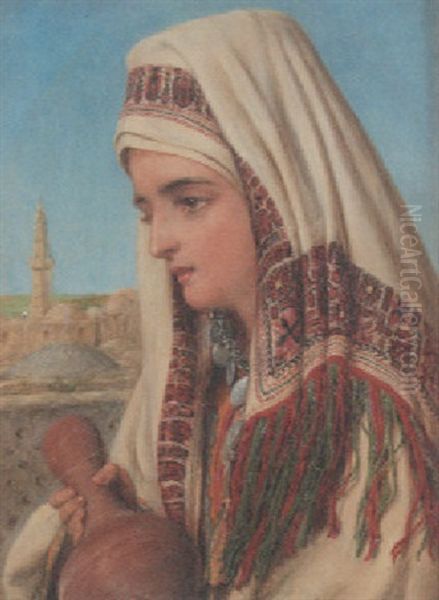 A Middle Eastern Beauty Oil Painting by William Gale