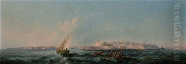 Fort St. Elmo From The Sea, Malta Oil Painting by Luigi Maria Galea