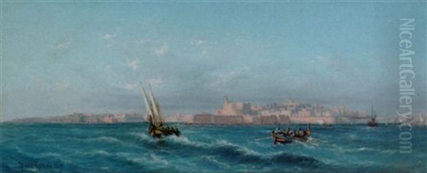 Off Fort St. Elmo, Malta Oil Painting by Luigi Maria Galea