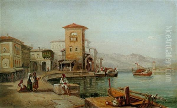 Borgo Sul Lago Oil Painting by Luigi Maria Galea