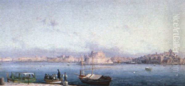 View Of Malta Oil Painting by Luigi Maria Galea