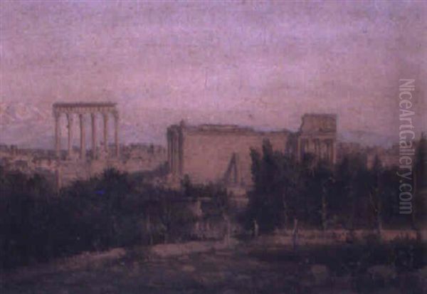 Grecian Ruins Oil Painting by Luigi Maria Galea