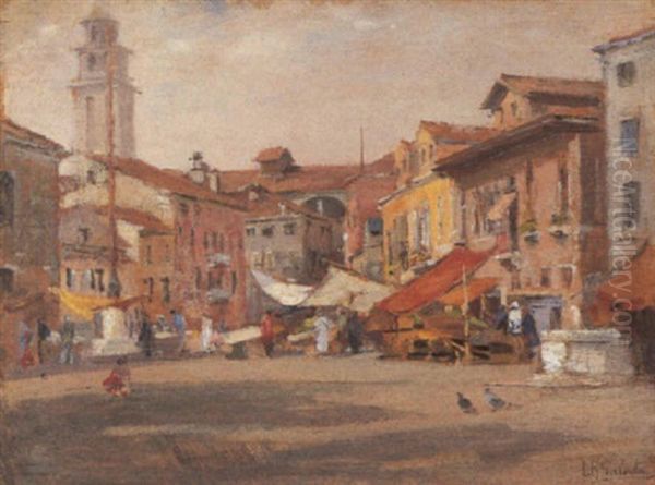 Mercato In Piazza Oil Painting by Leopoldo Galeota