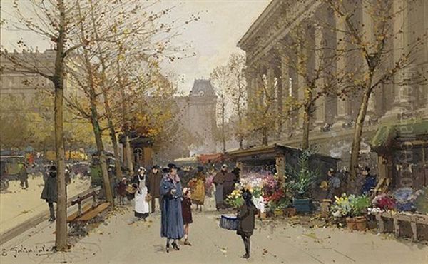 Cortile In Fiore Oil Painting by Eugene Galien-Laloue