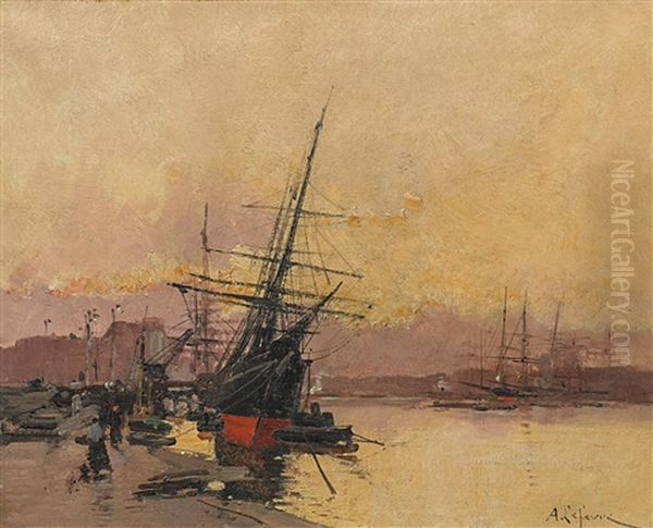 Abendstimmung Im Hafen Oil Painting by Eugene Galien-Laloue