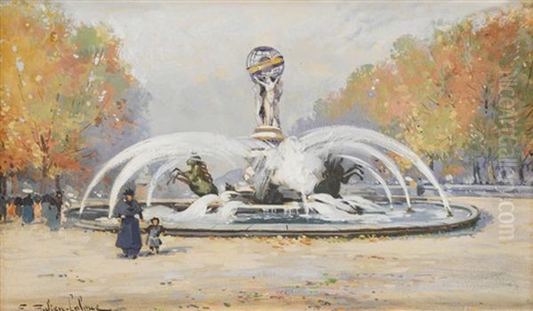 Le Jardin De L'observatoire Oil Painting by Eugene Galien-Laloue