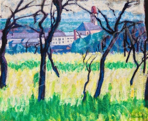 View To Nagybanya (burnt Trees In Nagybanya) Oil Painting by Sandor Galimberti