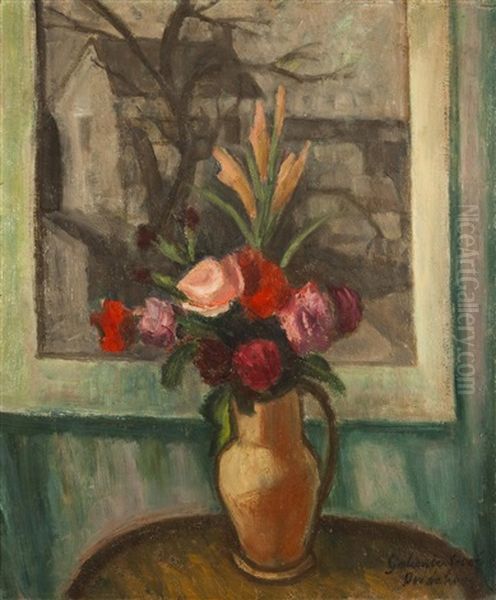 Blumenstraus In Einem Krug Oil Painting by Marie Galimberti-Provazkova