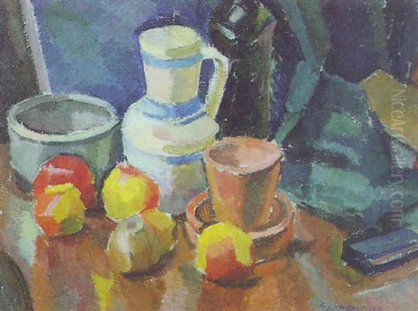 Stilleben Mit Fruchten Und Krug Oil Painting by Marie Galimberti-Provazkova