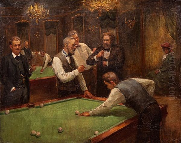 Billiard Players Oil Painting by Ilia Galkin